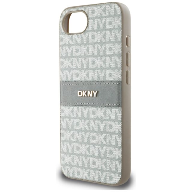 Case DKNY Repeat Texture Pattern with Tonal Stripe for iPhone 16e beige - imagine 6