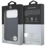 Case Mercedes Leather Laurel Leaves Stripes MagSafe for iPhone 17 Pro Max blue - imagine 8