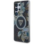Case Guess Glitter Flowers Triangle Buttons MagSafe for Samsung Galaxy S25 Ultra black - imagine 2