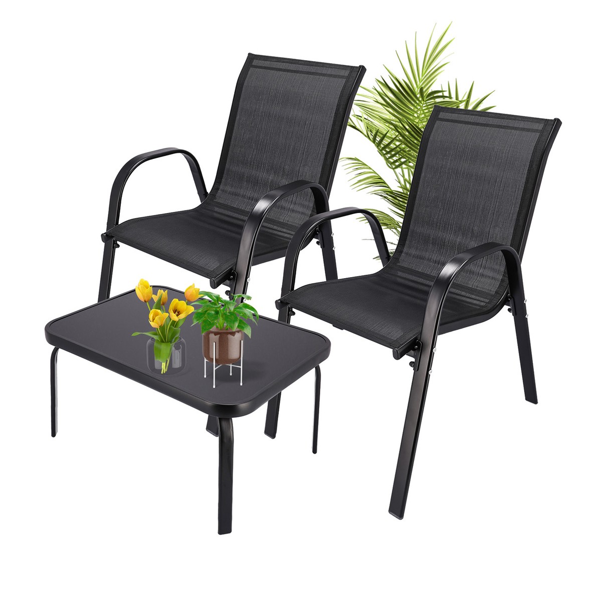 cps-36a49149618df88813849b9b2128c9e0-2025-12-05-14-25-30 Classic Black Forest Garden Furniture Set, Textilene Two Chairs + Black Table - imagine 1