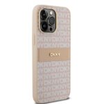 DKNY DKHCP14XPRTHSLP iPhone 14 Pro Max 6.7 inch pink hardcase Leather Mono Stripe & Metal Logo - imagine 4