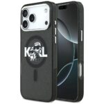 Karl Lagerfeld IML Glitter Karl & Choupette Sketch Logo MagSafe Case for iPhone 17 Pro Max Black