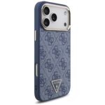 Case Guess 4G Triangle Logo MagSafe for iPhone 17 Pro Max blue gold - imagine 4
