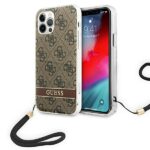 Guess GUOHCP12MH4STW iPhone 12/12 brown hardcase 4G Print Strap