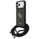 Case Guess 4G Big Logo Cord Stap         Crossbody for iPhone 17 Pro Max black - imagine 2