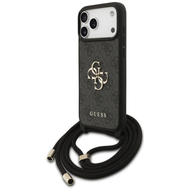 Case Guess 4G Big Logo Cord Stap         Crossbody for iPhone 17 Pro Max black - imagine 2