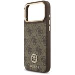 Case Guess 4G Strass Logo & Big Strap    Metal Buttons MagSafe for iPhone 17 Pro Max brown - imagine 6