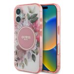 Guess GUHMP16SHFWBDCEP iPhone 16 6.1" pink hardcase IML Flower & Tonal Circle MagSafe