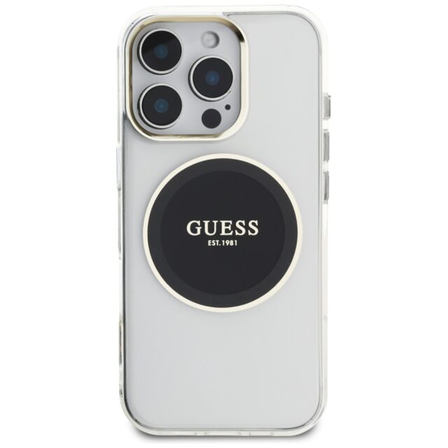 Case Guess IML Metal Colored Circle Classic Logo MagSafe for iPhone 16 Pro black - imagine 3