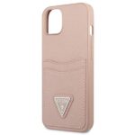 Guess GUHCP13SPSATPP iPhone 13 mini 5,4" pink hardcase SaffianoTriangle Logo Cardslot - imagine 6