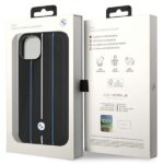 Case BMW BMHCP14S22RVSK iPhone 14 / 15 / 13 6.1" black hardcase Leather Stamp Blue Lines - imagine 8