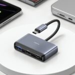 USAMS Adapter HUB 4in1 2xUSB 2.0/USB 3.0/USB-C gray/dark gray SJ627HUB01 (US-SJ627) - imagine 2