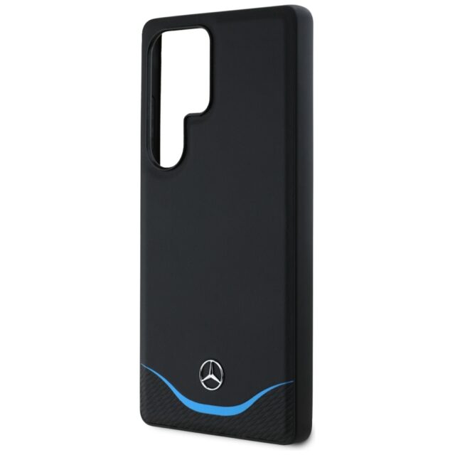 Mercedes Leather Contrasted Blue Horizontal Curve MagSafe Case for Samsung Galaxy S25 Ultra Black - imagine 6