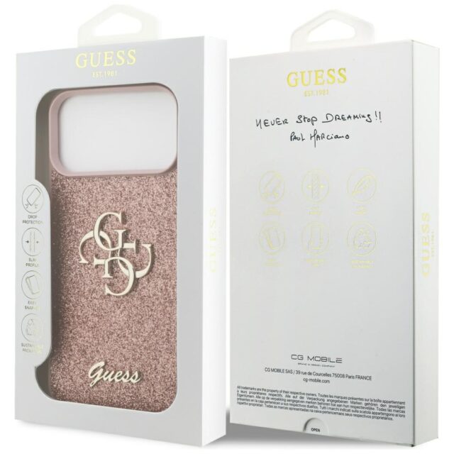 Guess Fixed Glitter Big 4G Case for iPhone 17 Pro Max Pink - imagine 8