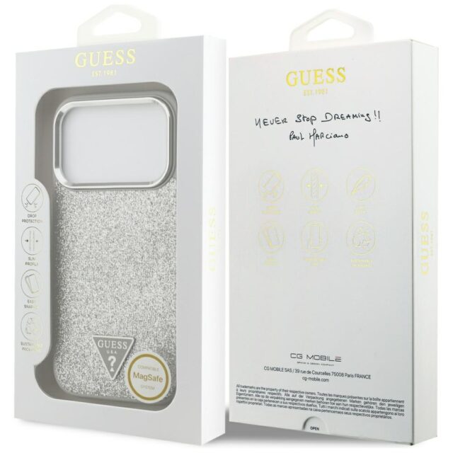 Case Guess Glitter Triangle Logo MagSafe for iPhone 17 Pro silver - imagine 8