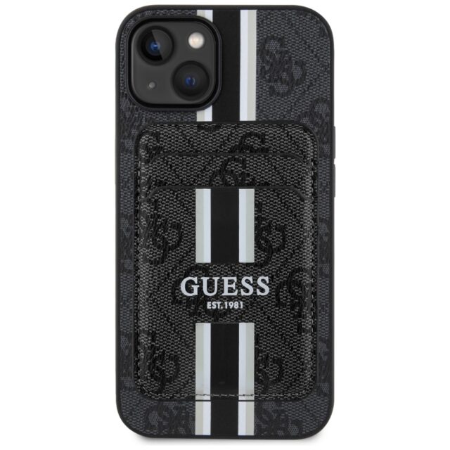 Case Guess 4G Stripes with wallet Magsafe for iPhone 15 black - imagine 2