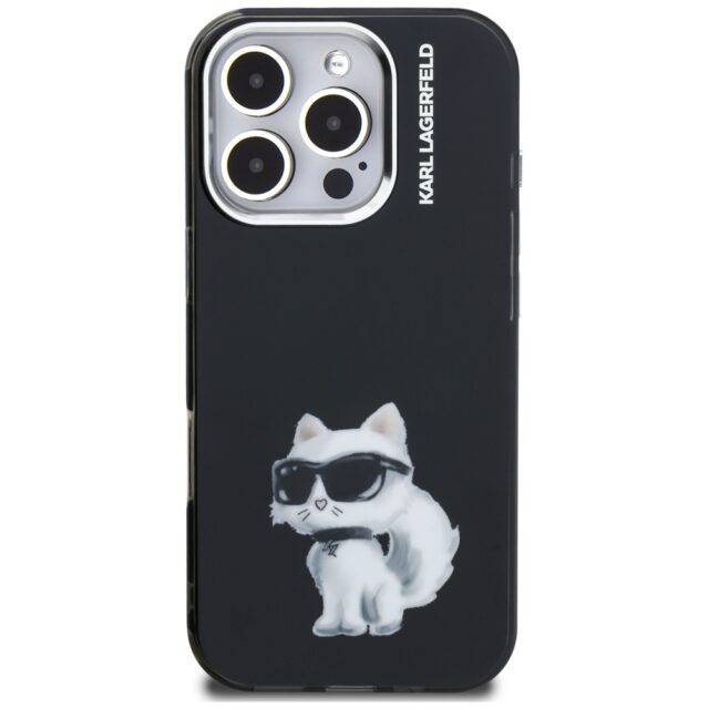 Case Karl Lagerfeld IML Aquarelle        Choupette & Logo for iPhone 16 Pro Max black - imagine 3