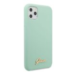 Guess GUHCN65LSLMGG iPhone 11 Pro Max green hard case Silicone Vintage Gold Logo - imagine 5