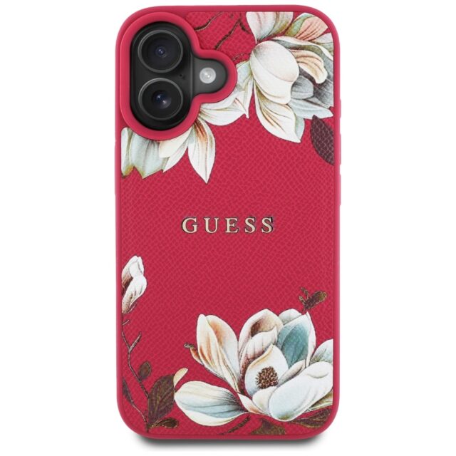 Case Guess Grained Printed Flower Pattern MagSafe for iPhone 16 fuchsia - imagine 3