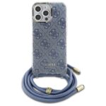 Guess GUHCP16XHC4SEB iPhone 16 Pro Max 6.9" blue hardcase Crossbody Cord 4G Print - imagine 2