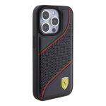 Ferrari FEHCP15LPWAK iPhone 15 Pro 6.1" black hardcase Perforated Waves Metal Logo - imagine 4