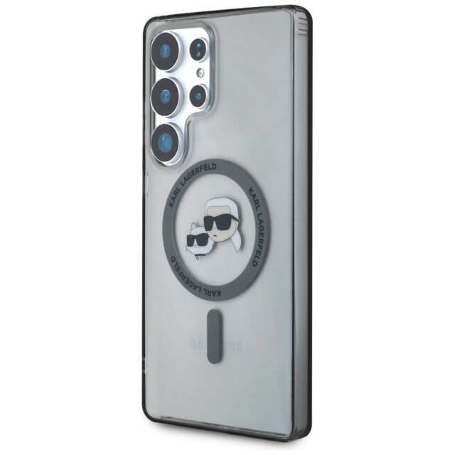 Case Karl Lagerfeld Button Karl & Choupette Heads Printed Logo MagSafe Samsung Galaxy S25 Ultra blac - imagine 2