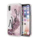 Karl Lagerfeld KLHCPXTRKSIGPI iPhone X/Xs pink hard case Signature Liquid Glitter Stars