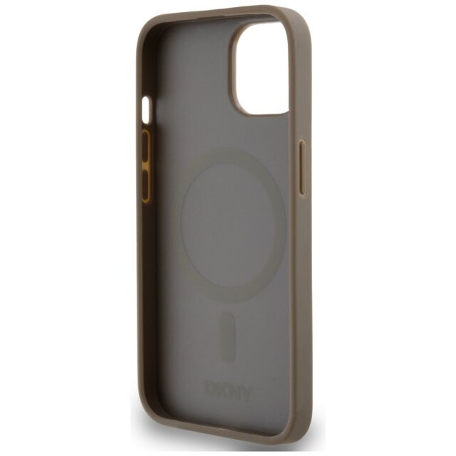 DKNY DKHMP15SPSOSPW iPhone 15 / 14 / 13 6.1 inch brown hardcase Leather Printed Pattern Metal Logo M - imagine 6