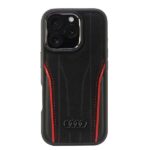 Audi Genuine Leather MagSafe iPhone 16 Pro 6.3" black-red hardcase AU-TPUPCMIP16P-R8/