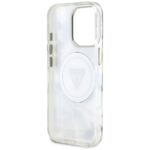 Case Guess Glitter Flowers Triangle Buttons MagSafe for iPhone 16 Pro Max white - imagine 7