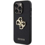Guess GUHCP15XPSP4LGK iPhone 15 Pro Max 6.7" black hardcase Leather Perforated 4G Glitter Logo - imagine 2