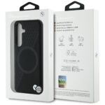 Case BMW Leather Half Textured MagSafe for Samsung Galaxy S25 black - imagine 8