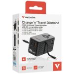 Verbatim Travel Adapter EU/UK/US GaN   1xUSB-C/1xUSB-A/2xUSB-C PD 70W black 30186 - imagine 7