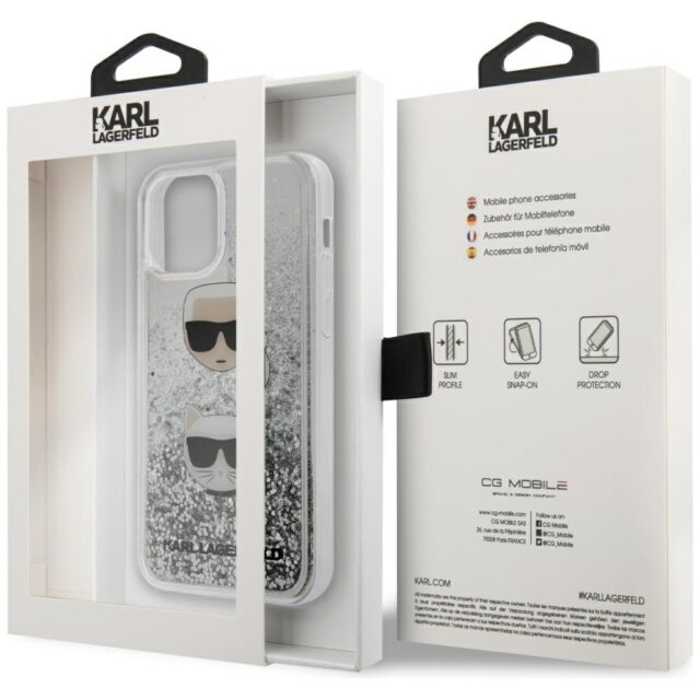 Karl Lagerfeld KLHCP12SKCGLSL iPhone 12 mini 5,4" silver hardcase Liquid Glitter Karl&Choupet - imagine 6