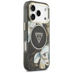 Guess IML Glitter Flowers Triangle MagSafe case for iPhone 17 Pro Max black - imagine 4