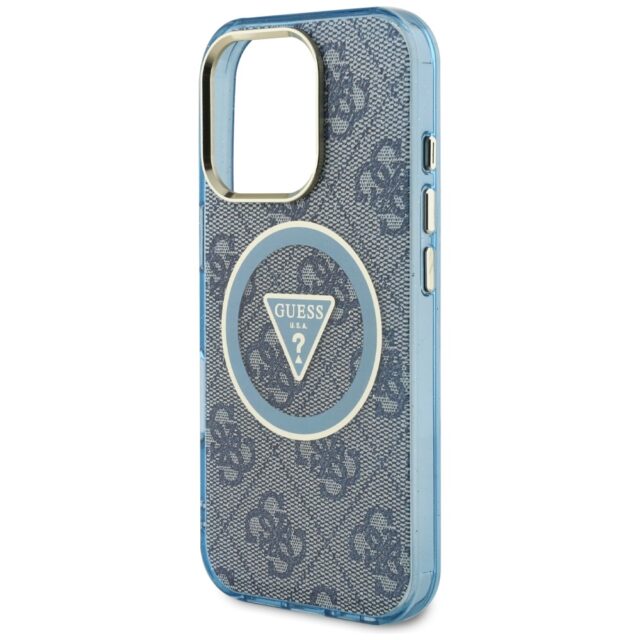 Case Guess IML Metal Glitter 4G Circle Triangle MagSafe for iPhone 16 Pro Max blue - imagine 6