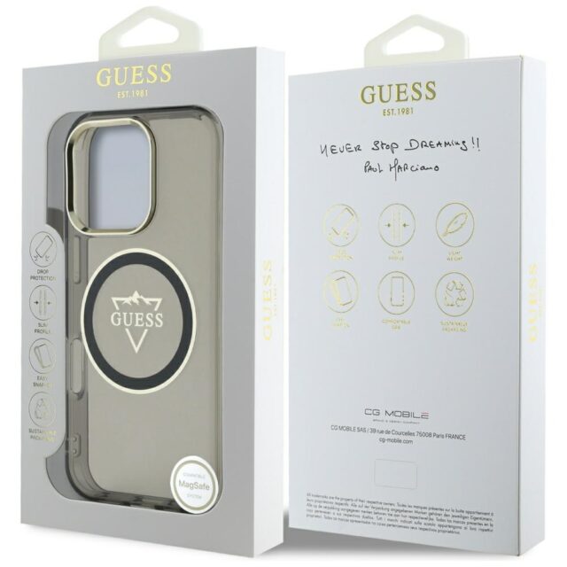 Case Guess IML Metal Mountain Logo MagSafe for iPhone 16 Pro black - imagine 8