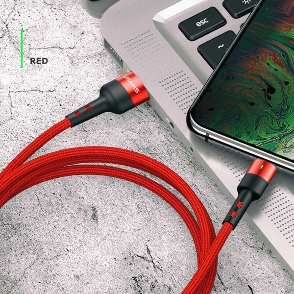 USAMS Braided U26 USB-C Cable 1m (1pc for set) 3A Fast Charging red SJ313TC02 (US-SJ313)