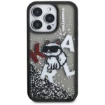 Case Karl Lagerfeld Liquid Glitter       Choupette Logo MagSafe for iPhone 16 Pro Max black - imagine 3