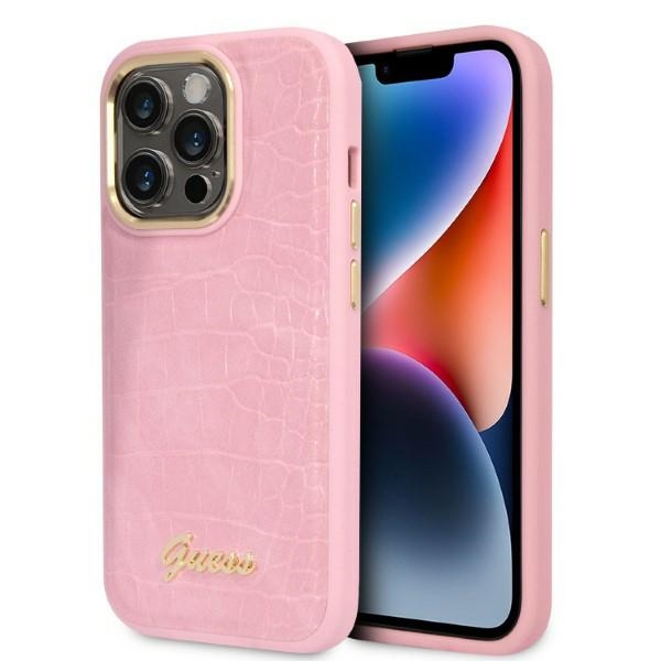 cps-39e389cbb6e271193066396b8fff588e-2025-12-06-13-47-18 Guess GUHCP14LHGCRHP iPhone 14 Pro 6,1" pink hardcase Croco Collection - imagine 1