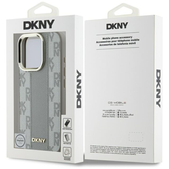 Case DKNY Checkered Pattern Magsafe for iPhone 16 Pro Max beige - imagine 8