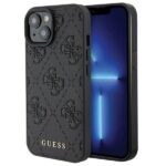 Guess GUHCP15SP4EPMK iPhone 15 / 14 / 13 6.1" black hardcase Leather 4G Stamped