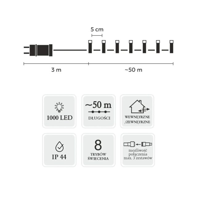 Extralink LED Lights, 1000L Warm White, 3 + 50 m Indoor/Outdoor - imagine 3