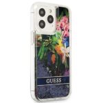 Guess GUHCP13LLFLSB iPhone 13 Pro / 13 6,1" blue hardcase Flower Liquid Glitter - imagine 4