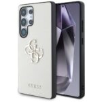 Case Guess Grained Big 4G Logo Small Classic Logo to Samsung Galaxy S25 Ultra beige