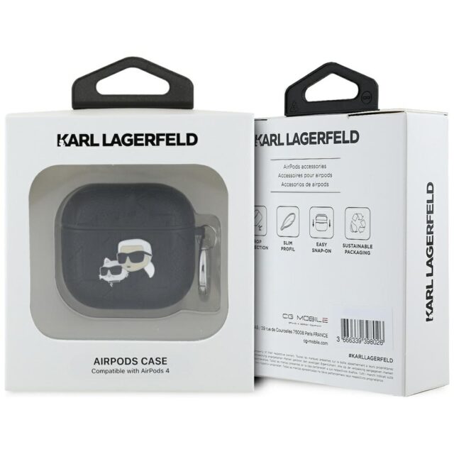 Karl Lagerfeld Monogram Karl & Choupette Head Case for AirPods 4 Black - imagine 3