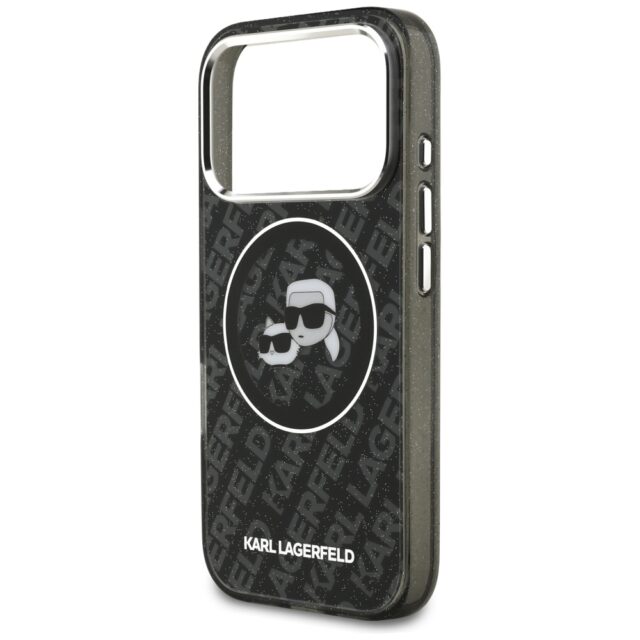 Case Karl Lagerfeld IML Glitter Karl &   Choupette Heads Logo MagSafe for iPhone 17 Pro black - imagine 6