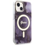 Guess GUHMP14SHTMRSU iPhone 14 / 15 / 13 6.1" purple hardcase Golden Marble MagSafe - imagine 4