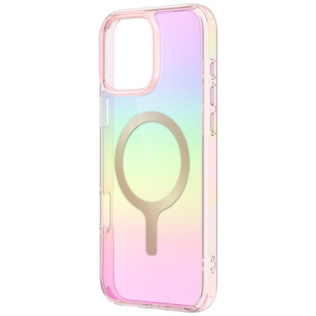 Case UNIQ Iridescia for iPhone 16 Pro Magclick Charging pink prism - imagine 2