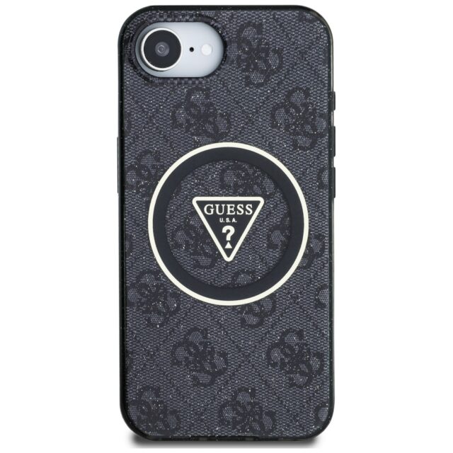 Case Guess IML Metal Glitter 4G Circle Triangle MagSafe for iPhone 16e black - imagine 3